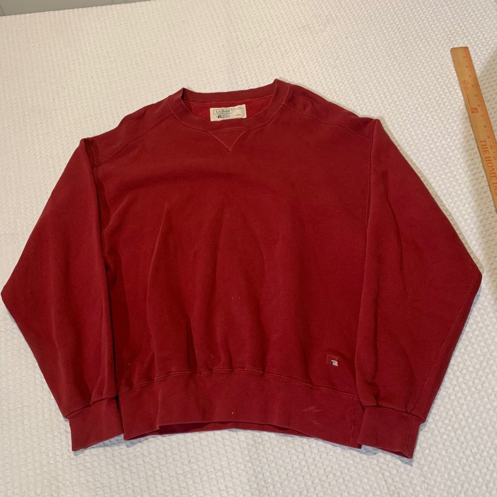 Vintage LL Bean Russell Athletic Sweatshirt Red Made in USA Mens Large